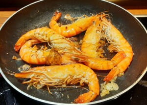 Gambas flambées au cognac