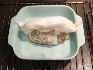 Papillote de saumon mariné