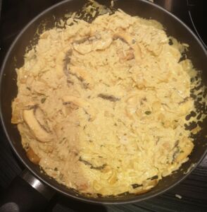 Riz à la crème de soja, aux champignons et au curry