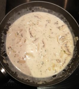 Penne roquefort crème champignons