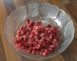 Tarte à la rhubarbe et aux framboises sur pâte sablée